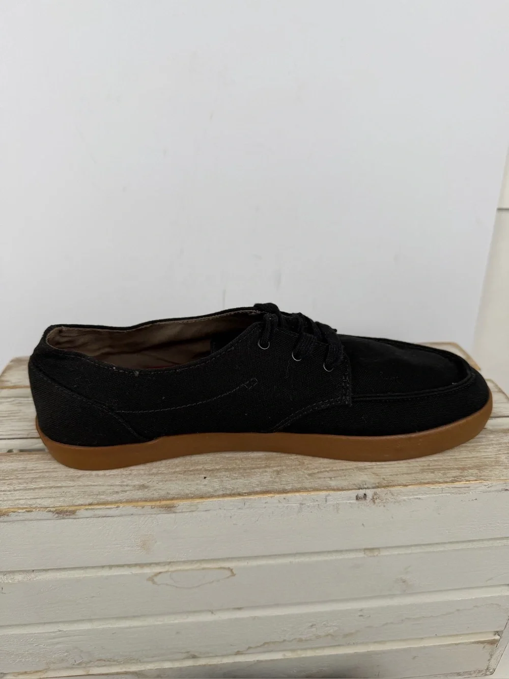 Reef Men's Deck Hand 2 casual moc sneakers black canvas uppers size 9